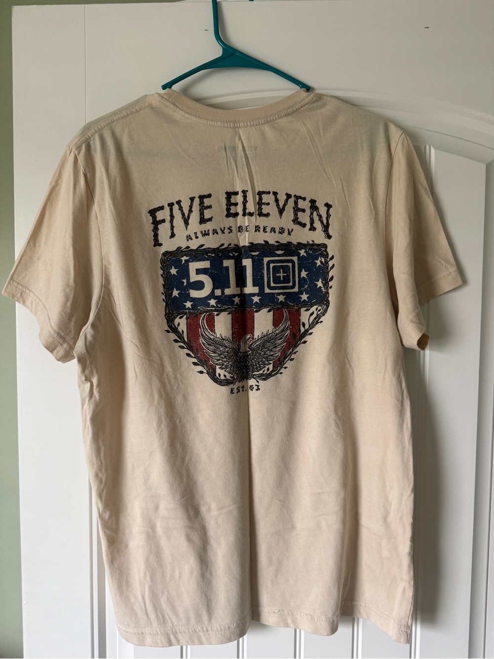 5.11 Tactical Beige Short Sleeve Graphic Tee with Flag Crest